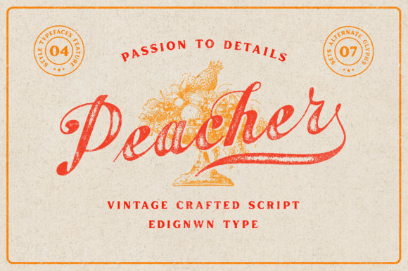 Peacher: Crafting Visual Identity with Retro Cursive Charm